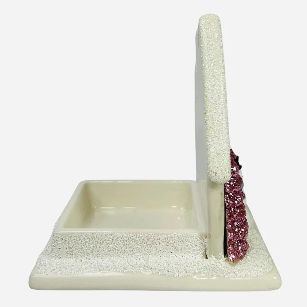 Bath & Body Works Candle Holder Holiday House with Snowman Reindeer & Pink Tree